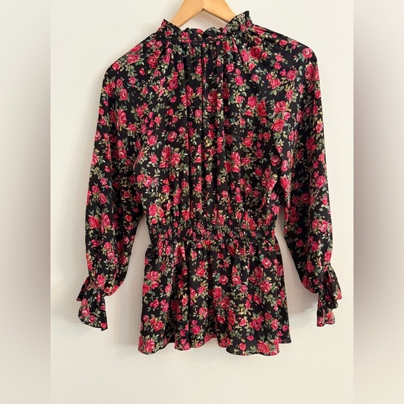 Dolce & Gabbana Rose Floral Silk Ruffle Blouse Peplum Top Made in Italy - Picture 10 of 16